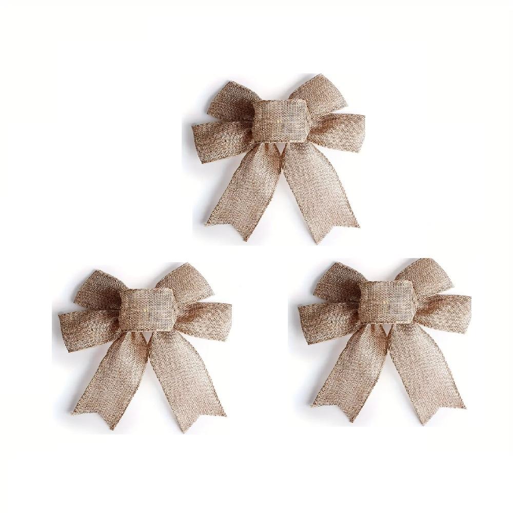 

3pcs Rustic Jute Bows Burlap Wreaths Bows Christmas Tree Topper for Wedding Holiday Birthday Party Decoration Other