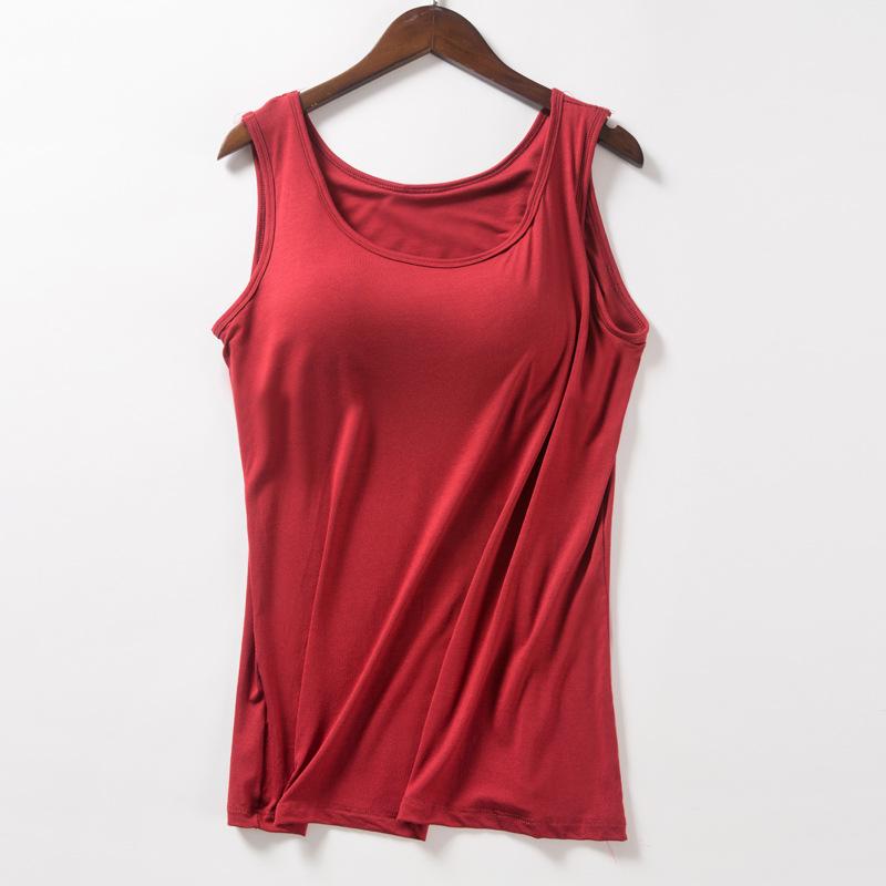 Modal met borstkussentje, bandjes, verbeterde cups all-in-one grote maat yoga ondershirt, damesvest.