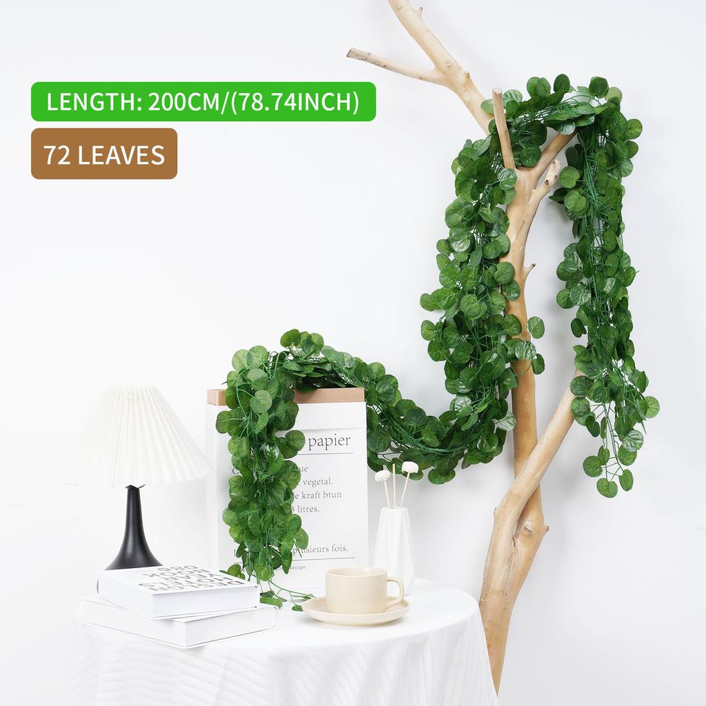 200Cm Silk Artificial Ivy Hanging Leaf Garland Plant Creeper Leaf Home  Wedding Garden Bathroom Decor Green Vine 1pc/6pcs