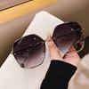 Trendy Frameless Women's Sunglasses - European & American Style, UV Protection, Round Face, Fashionable Driving Glasses