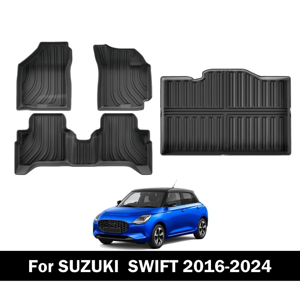 For Suzuki SWIFT 2016-2025 Car Floor Mats Cargo Liner Trunk Pad TPE 3D Foot Mats Set All Weather Waterproof Right Hand Drive