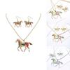 Ensemble Collier Boucles d'oreilles Pendentif Poney Arc-en-ciel Tendance avec Design Dégradé Coloré