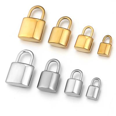 2pcs Stainless Steel Lock Charms Gold Steel Color Metal Charms Pendants For Jewelry Making DIY Necklace Pendants Accessosories