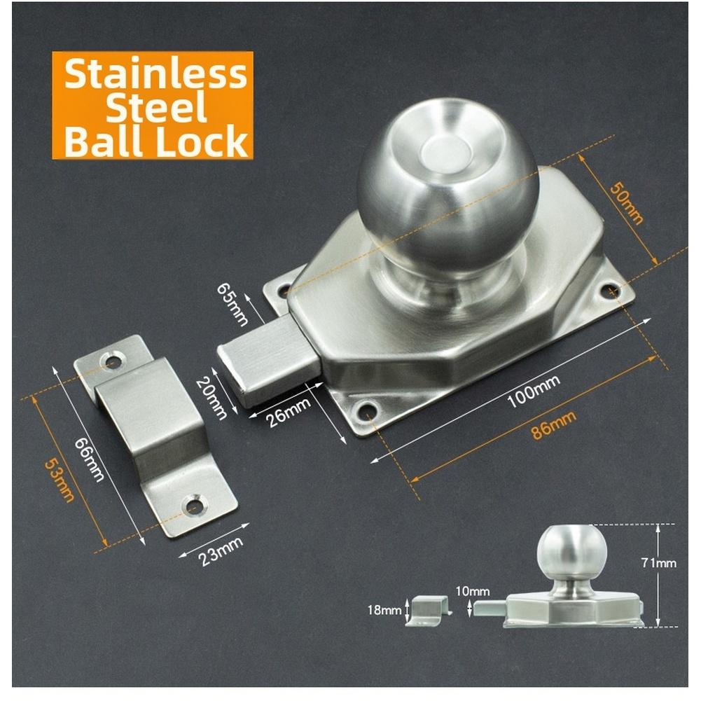 Spherical Pin Door Lock with 304 Stainless Steel Material and Modern Security Bolt for Use on For Bathroom and Interior Doors