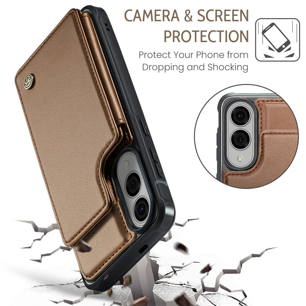 For Samsung Galaxy S25 Edge Phone Case CASEME C22 Leather Back Cover with RFID Blocking Card Slots