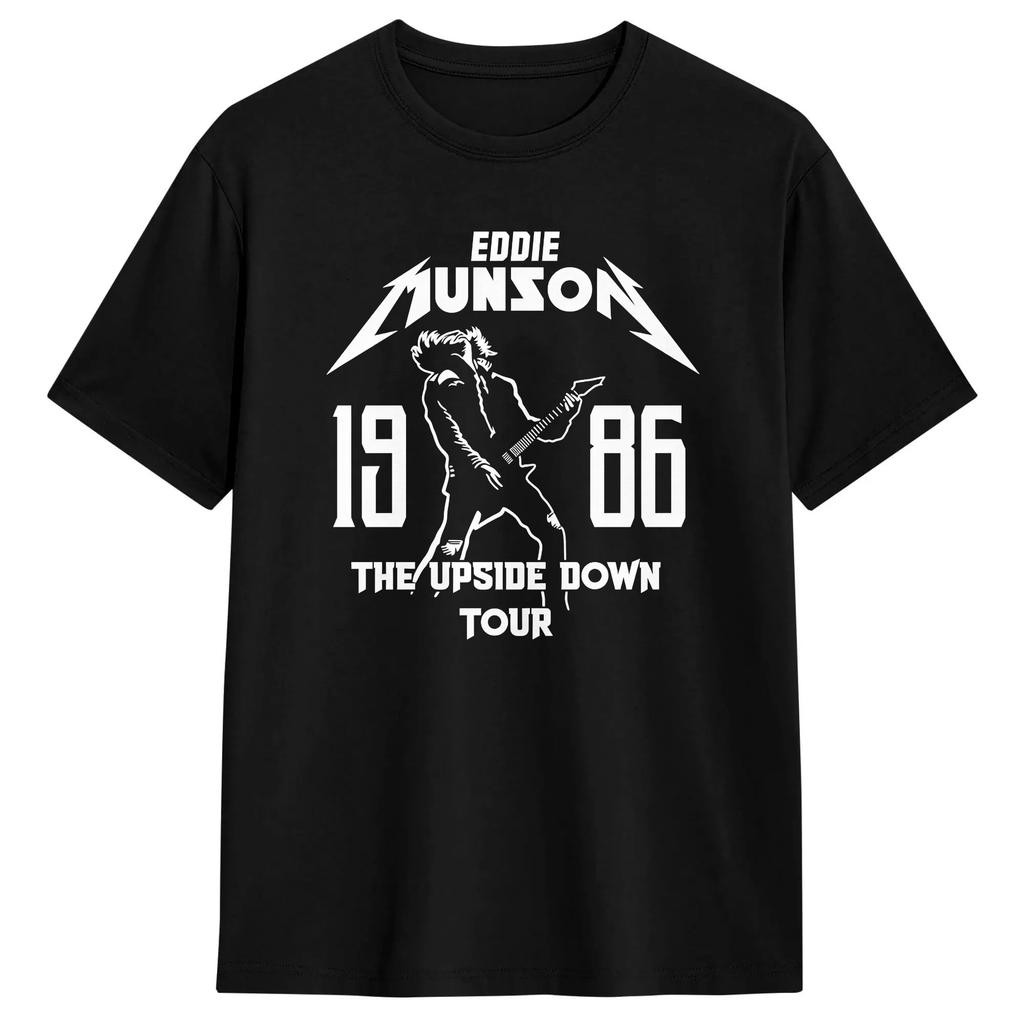 Funny Eddie Munson Upside Down Tour T-Shirts for Men Crew Neck 100% Cotton T Shirts Short Sleeve Tee Shirt 4XL 5XL 6XL Tops