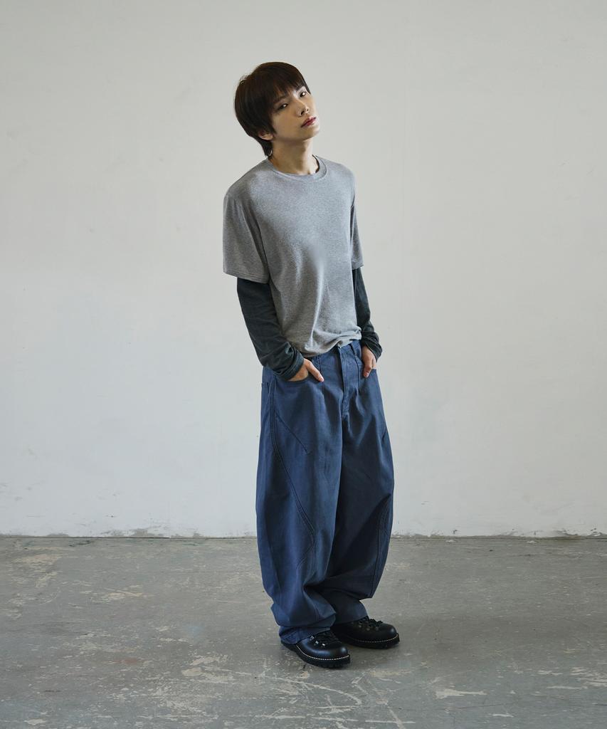 Seukeulaeteulpigsel Layered Border Long Sleeve [Grey]
