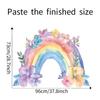 Large Watercolor Rainbow Flower Leaf Wall Sticker Self-Adhesive for Kids Bedroom Background Wall Decoration