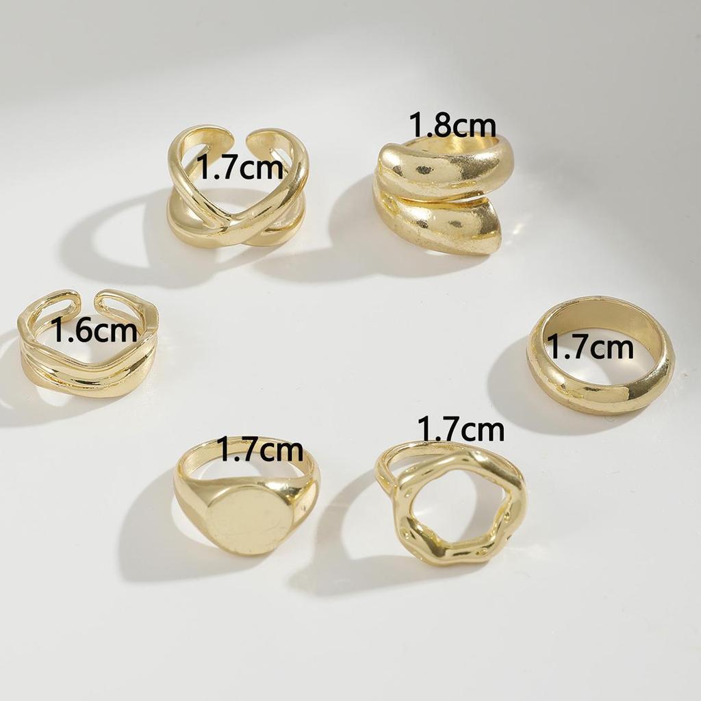 Grenzüberschreitendes Nischen-Trenddesign Lichtempfindlicher Ring Damen Schmuck Übertrieben Geometrisch Geschwungen Offener Gelenkring Set