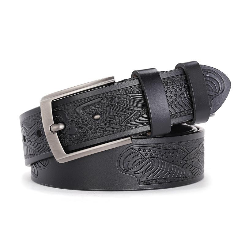 Leren Riem, Heren Leren Riem, Retro Pure Koeienhuid Riem Voor Mannen 115cm black