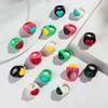 Cute Chunky Heart Acrylic Finger Rings for Women Trendy Multicolor Resin Love Bowknot Stack Ring for Women Party Jewelry Gifts
