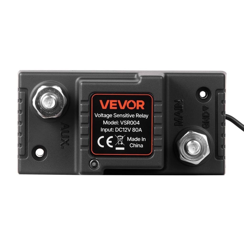 Dual Battery Isolator Kit, 12V 80 Amp, Manual and Automatic VSR Voltage Sensitive Relay with Voltmeter, LCD Screen, Smart Battery Isolator, Compatible