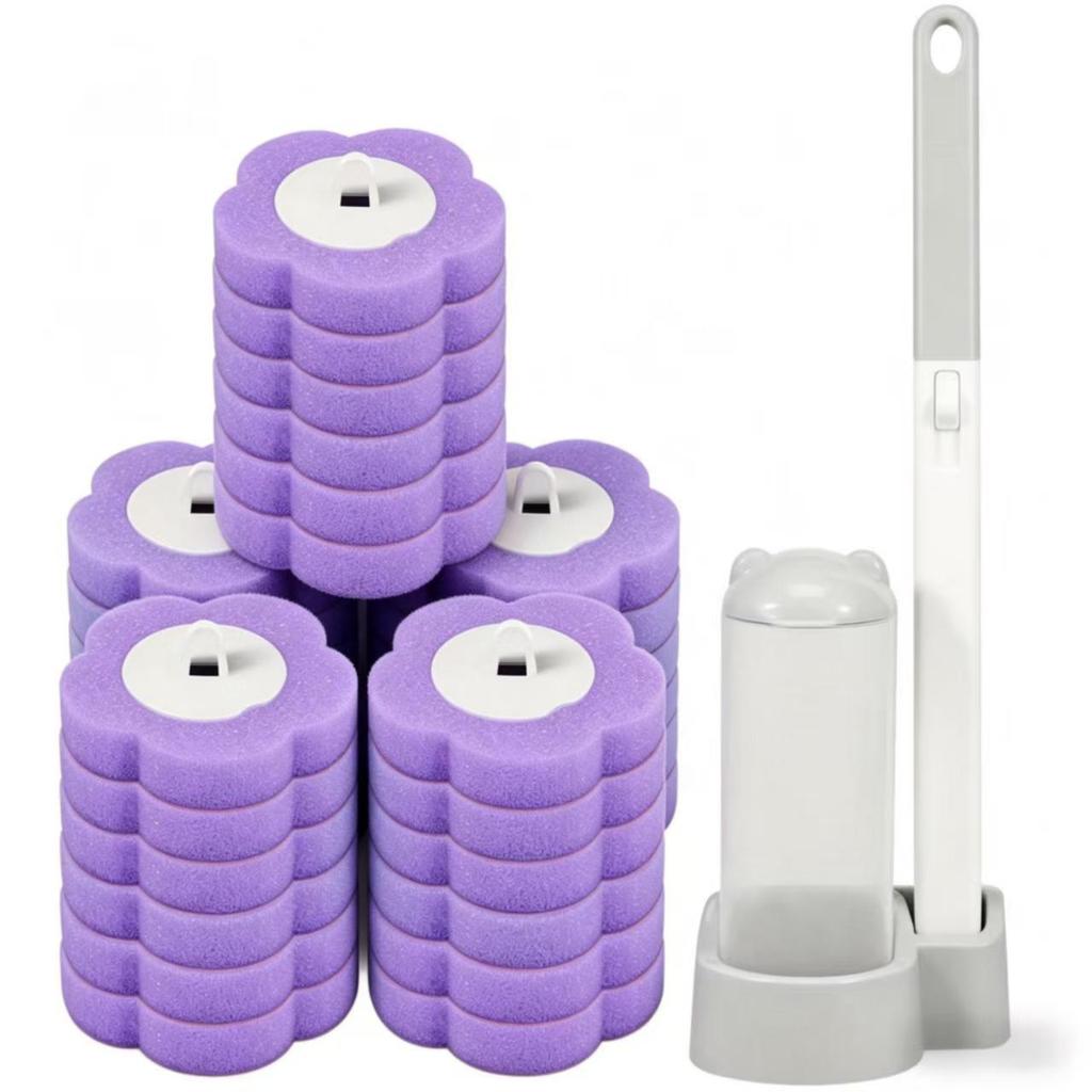Upgrade Toilet Brush Kit with Disposable Replacement Heads, Long-Handle Hygienic Bathroom Cleaning Brush for Home WC Accessories