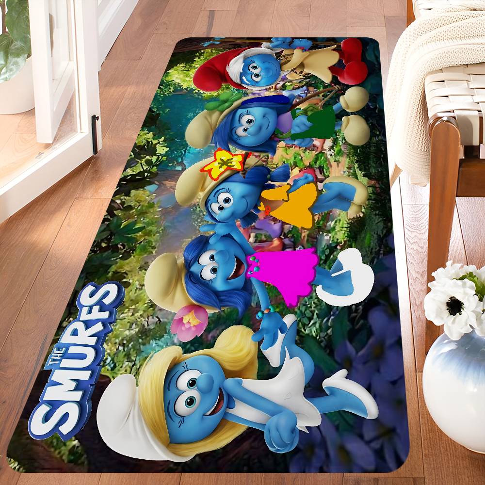 S-Smurfs Cute Door Mat Nordic Style Bedroom Living Room Doormat Home Balcony Anti-Slip Alfombra