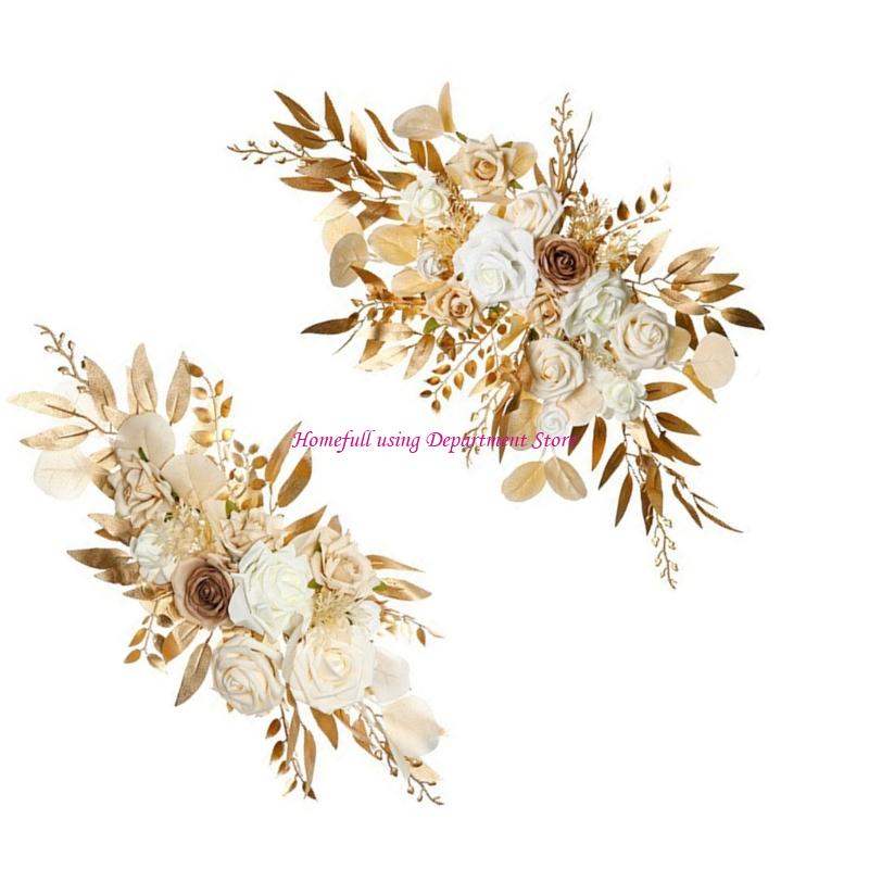 Elegant Wedding Arch Flower Plastic Base Polyester Fabric Event Backdrop Decorations Beach Party Accessories