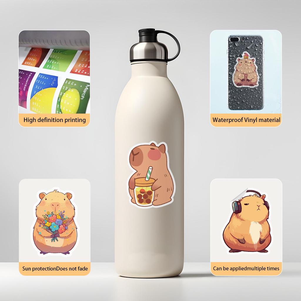 50 Cute Capybara Waterproof Stickers for Luggage - Perfect for Kids' DIY Decorating