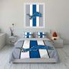 Blue Lion on Striped Background Print Bedding Set Duvet Cover Pillowcases (1* Duvet Cover 2* Pillowcases Do Not Include Comforter)