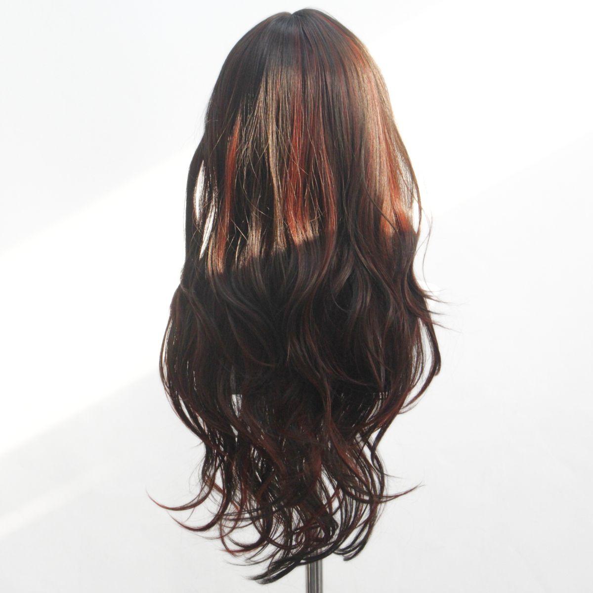 

Black Brown Long Curly Large Wave Synthetic Wig Fashion Mid Long Curly Wig Women s Wig