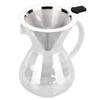 400ml Glass Coffee Pot Kettle Heat Resistant Pour Over Coffee Maker with Stainless Steel Filter for Home KitchenRound