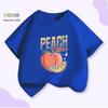 Handbemaltes Pfirsichscheiben Kinder Unisex Slogan T-Shirt
