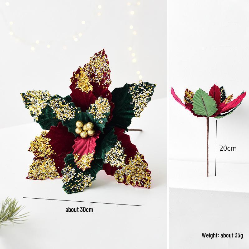 NUCHI Plush Christmas Flower Ornament for Tree and Scene Decoration