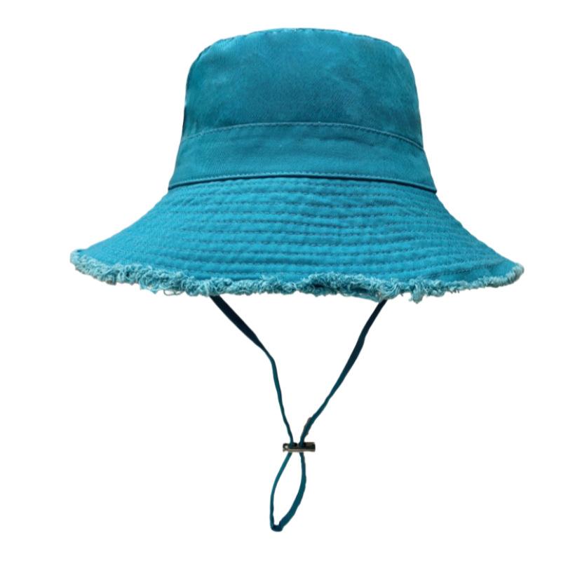 

Japanese raw edge solid color cotton bucket hat women s colored sun hat for traveling and shopping sunshade Panama hat light board without logo
