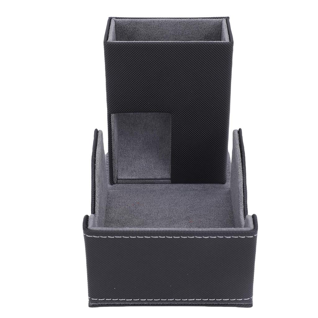 Dice Roller Tower Magnetic Tray Foldable PU Leather Large Capacity Box for Card Board Games Black Gray