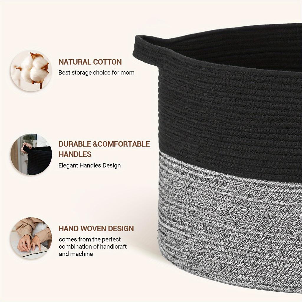 Großer Deckenkorb, gewebte Körbe für Decken, Überwürfe, Spielzeugkorb, Wäschekörbe, Aufbewahrungskorb für Handtücher, Windeln, Wäschekorb, Regalkörbe