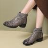 Fashion GKTINOO 2025 Summer Ankle Boots Genuine Leather Shoes Women Mid Heels Sandals Back Zip Boots Cutout Breathable Mujer Zapatos