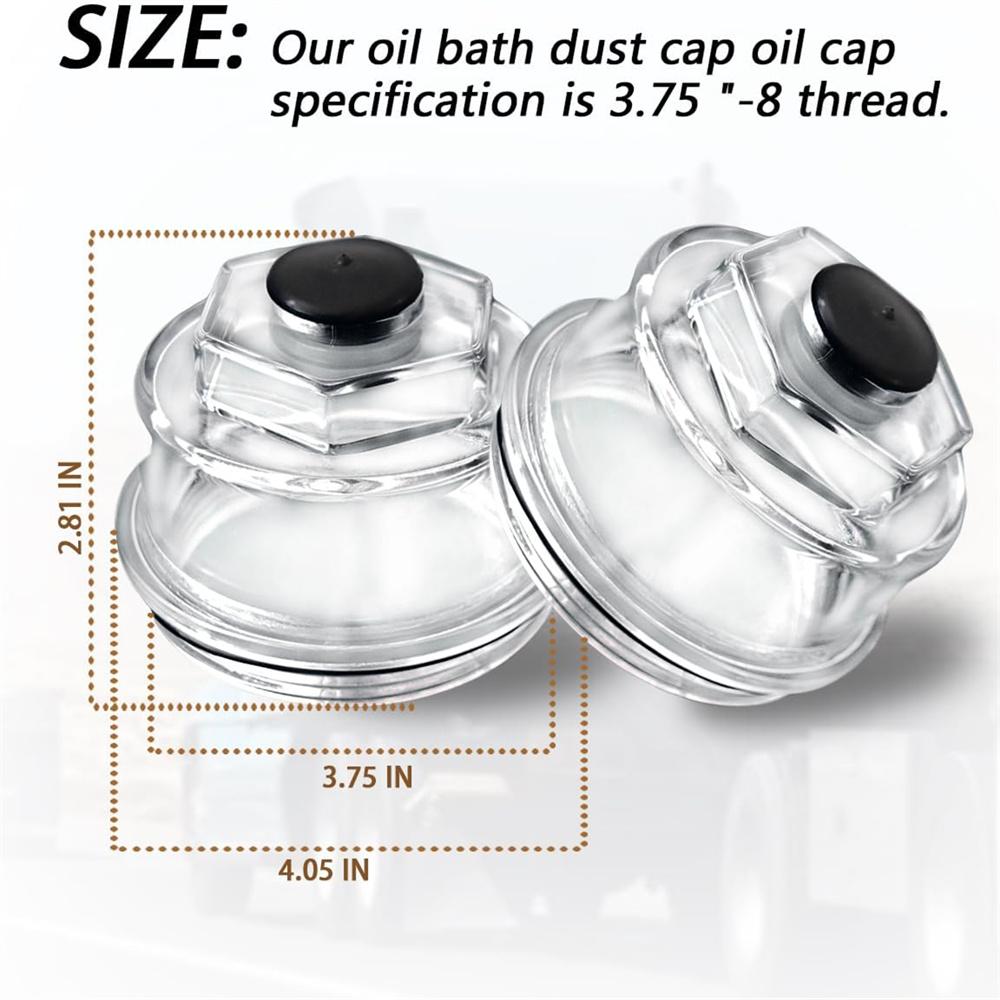 2Pcs  12011-1 Oil Dust Caps 3-3/4" Oil Cap For 10K-16000 Trailer Axle Bearing