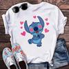 New Disney Women T-shirt Kawaii Lilo Stitch Print Tee Shirts Fashion Short Sleeve T Shirt Female Streetwear Y2k Clothes Top