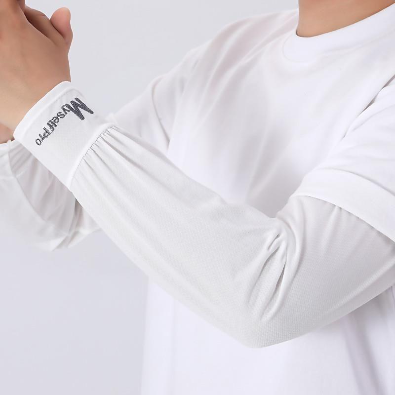 

New Arrival Ice Sleeve Men s Loose Sun Protection Oversleeve Summer UV Protection Ice Silk Gloves Outdoor Driving Cycling Arm Guard Pair of# Loose cool Myselfpro/White All yards