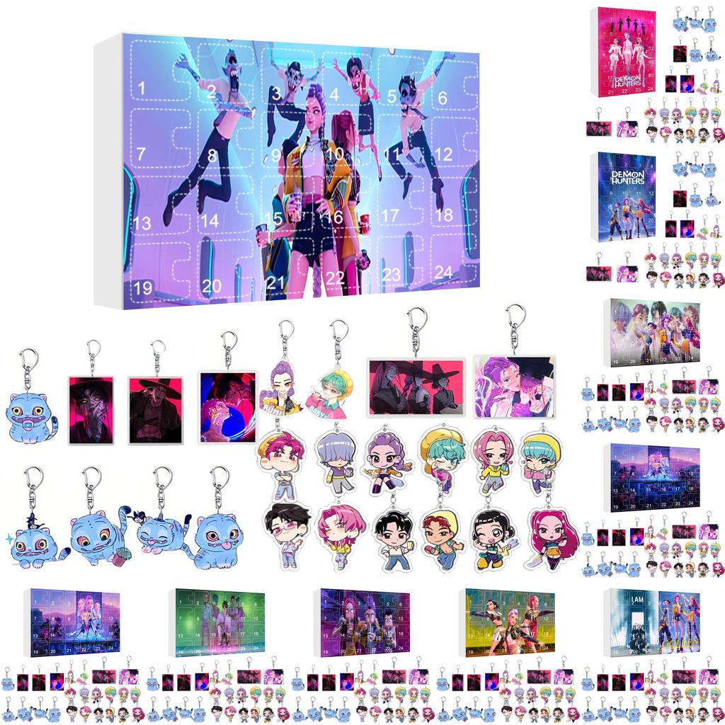 Kpop Demon Hunters Christmas Calendar Acrylic Keychain With Hanging Ornament For Fans And Collectors