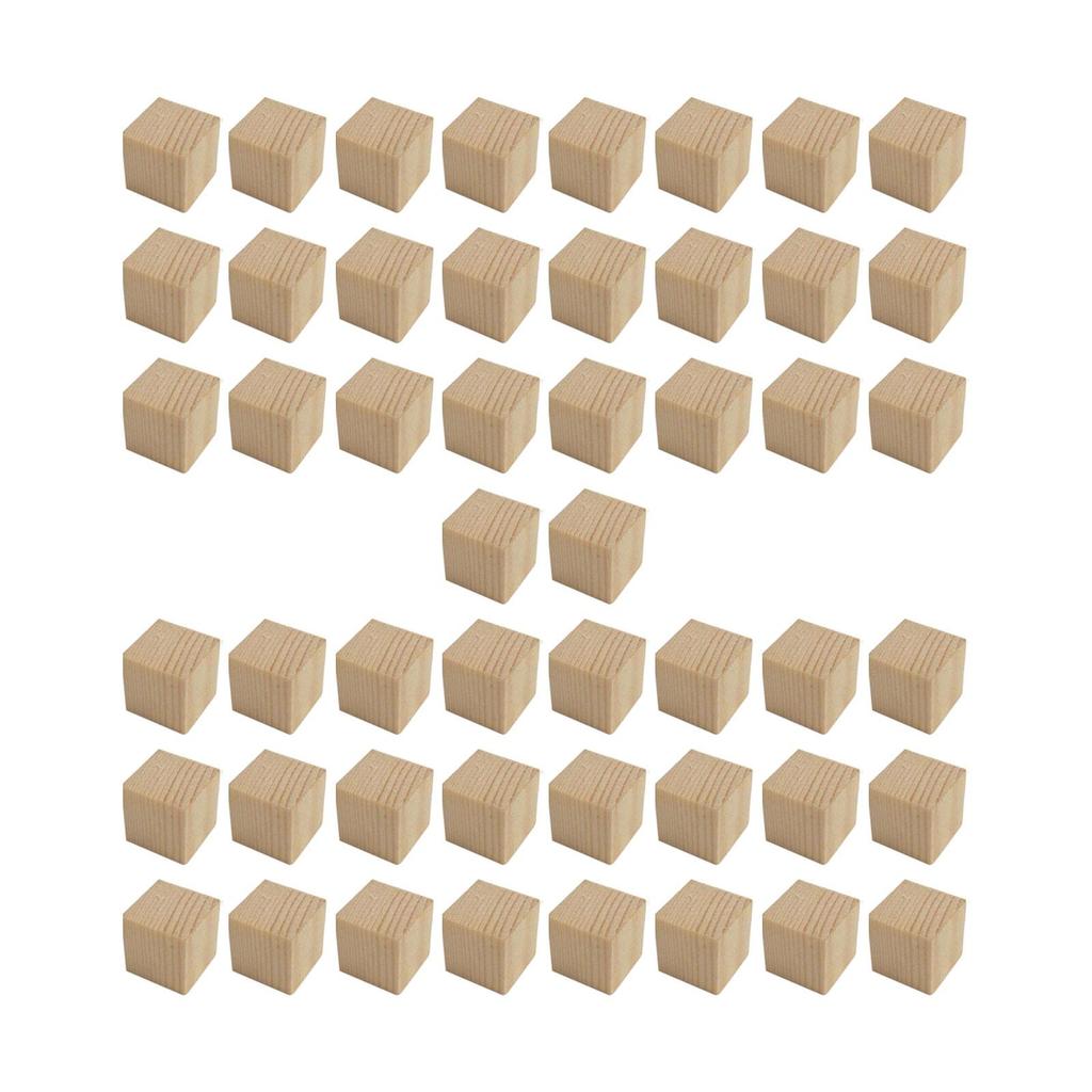 50Pcs Wooden Blocks Solid Wood Cubes Woodcraft Playing Square Unfinished for