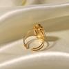 French retro style niche design Fritillary ring 18K gold stainless steel oval pearl ring opening