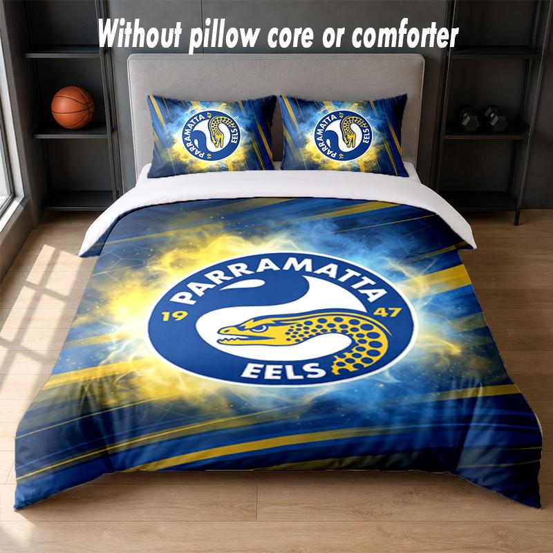 Parramatta Eels Design Bed Bedding Set 1 Duvet Cover + 2 Pillowcases Soft Breathable Household Bed Linens