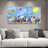 Prairie pleine de fleurs colorées, peinture de paysage, œuvre d'art imprimée moderne pour chambre à coucher, bureau, décoration de maison