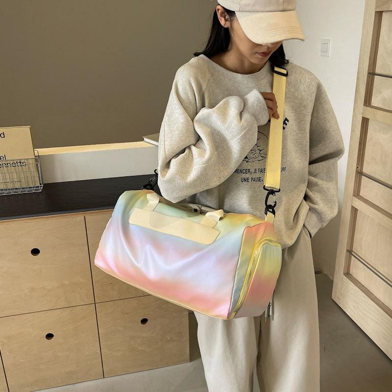 New luggage bag dry and wet separation independent shoe compartment storage bag gradual change color crossbody large capacity travel bag