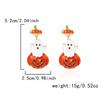 1 Pair New Halloween Earrings for Women Creative Pumpkin Head Ghost Pendant with Asymmetrical Design Studs