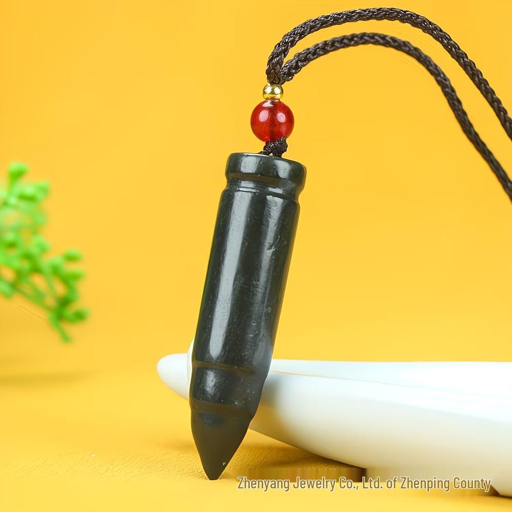 

Wolf Warrior Jade Bullet Pendant: Men s Protective Wu Jing Style in Imitation Green Jade.