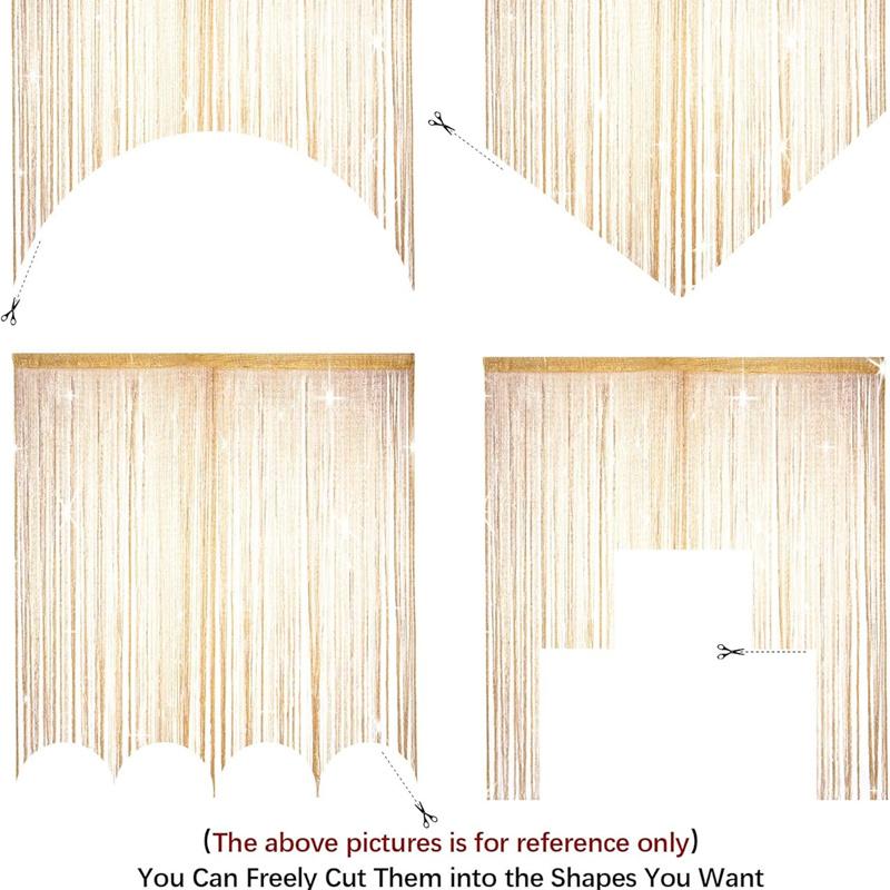 4pcs String Curtains for Doorways Glitter Beaded Curtains Door Sparkle Beads Curtain Open Closet Laundry Hanging Glisten Beads Window Girls