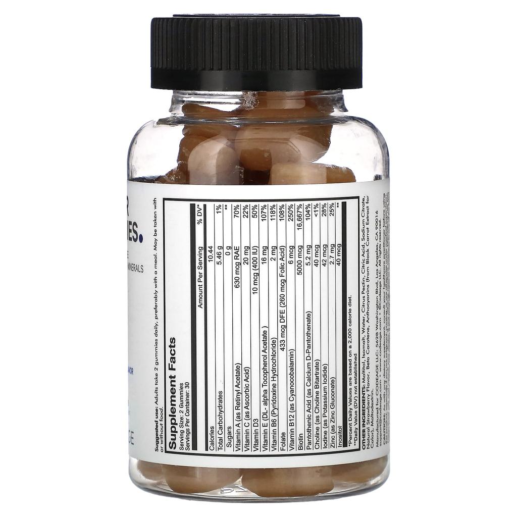 Codeage, Hair Gummies, Sugar-free, Strawberry, 60 Gummies