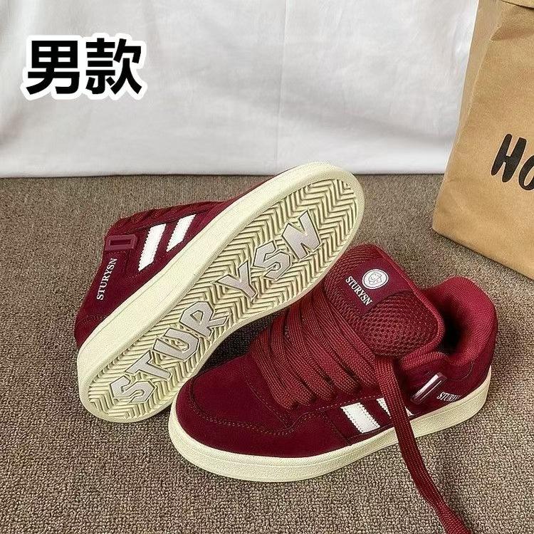 Hong Kong-stil herresko burgunder brødsko herre inn tide 2024 høst retro ny street style allsidige avslappede boardsko