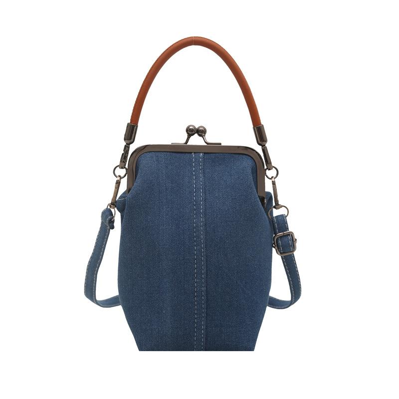 

Denim mobile phone bag messenger bag new literary handbag versatile commuter clip women s bag mobile phone bag темно-синього кольору