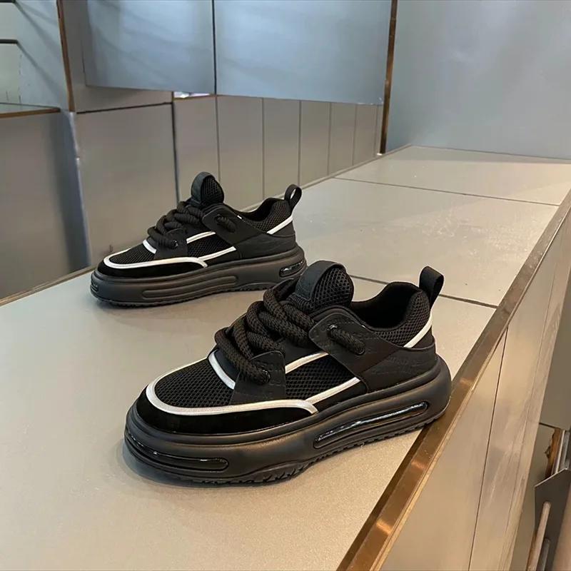 

New Luxury Men s Sneakers Korean Edition Fashion Versatile Casual Shoes Thick soled Height Increasing Student Running Shoes 44 чёрный