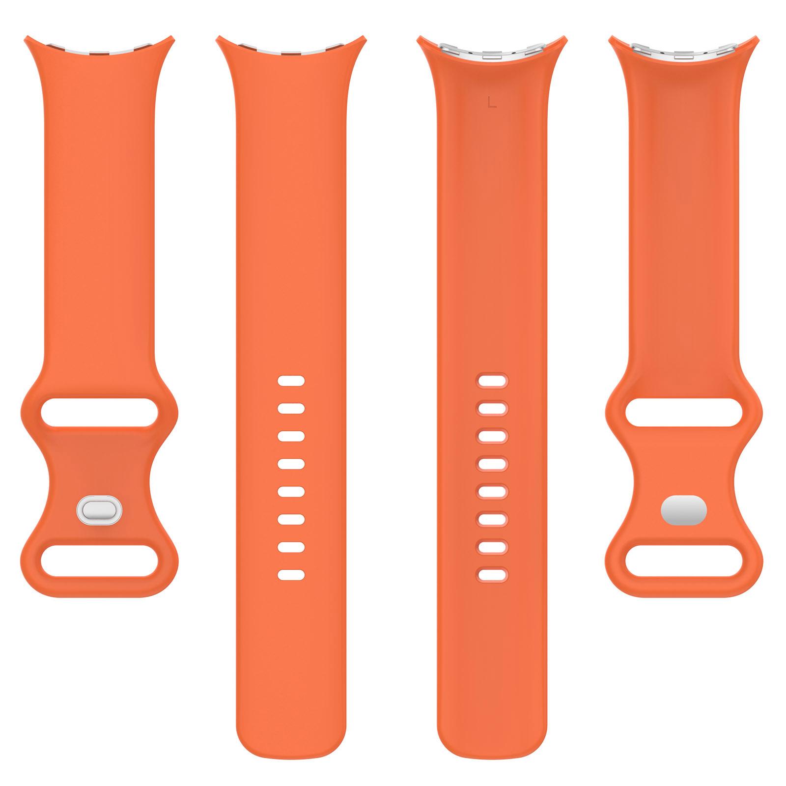 

For Google Pixel Watch 3 45mm Replacement Strap 8 Shape Silicone Watch Band with Silver Buckle,Size L Orange