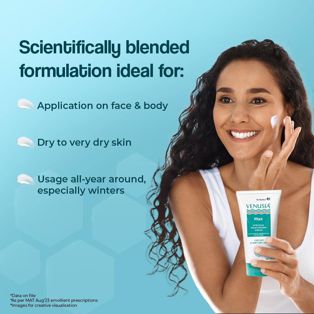 Dr. Reddy's Venusia Max Intensive Moisturizing Cream 150g Pack of 2 for Dry to Very Dry Skin Face & Body