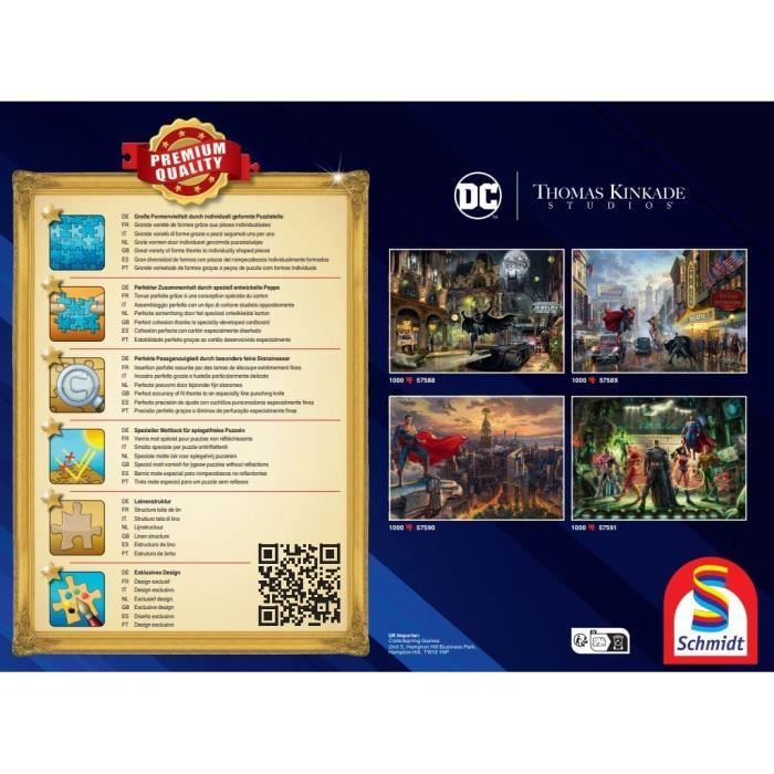 Puzzle - SCHMIDT SPIELE - Thomas Kinkade - Batman, Superman et Wonder Woman - 1000 pièces - 12 ans et plus