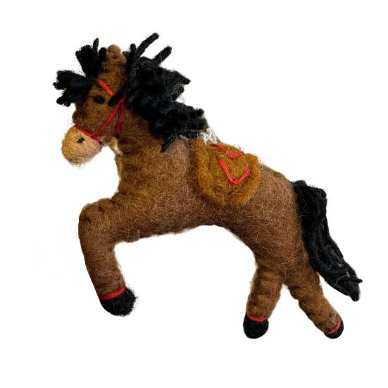 

Vintage Handmade Felt Horse Ornament Chinese New Year Wool Animal Charm for Tree Home Car Backpack Decor