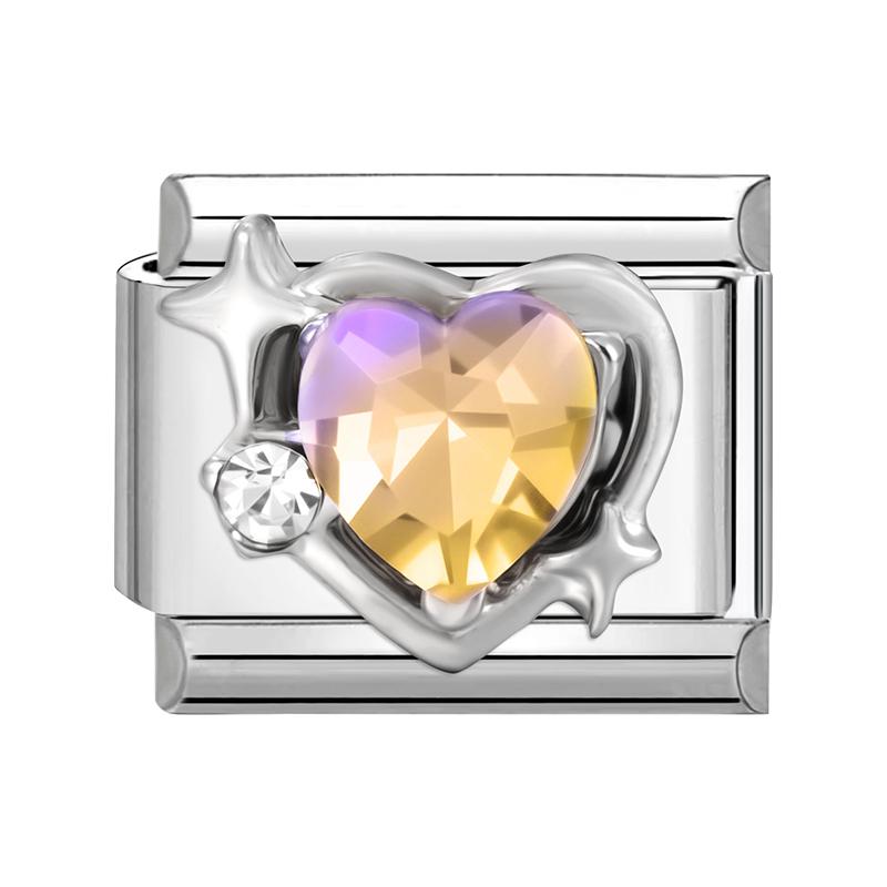 Shiny Colorful Crystal Butterfly Bow Knot Heart Italian Charm Links Fit 9mm Stainless Steel Bracelet Women Y2K DIY Making Gift
